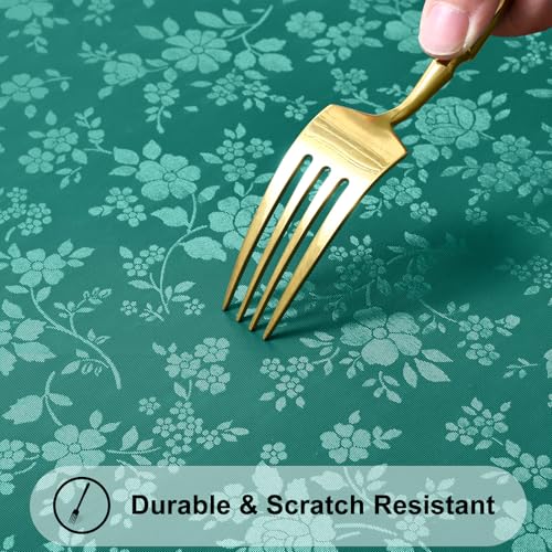 Image of Smiry Rectangle Table Cloth, Waterproof Heavy Duty Vinyl Tablecloths, Wipeable Washable Table Cover for Kitchen and Dining Room (Christmas Green, 60 inch X 84 inch)