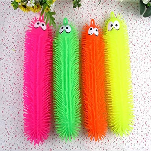 NUOBESTY Gummi Raupenspielzeug Leuchten Leuchtende Raupe Handpresse Aufgeblasenes Tierspielzeug Leuchten in Dunklen Partyzubehör (Zufällige Farbe) 33 × 8Cm