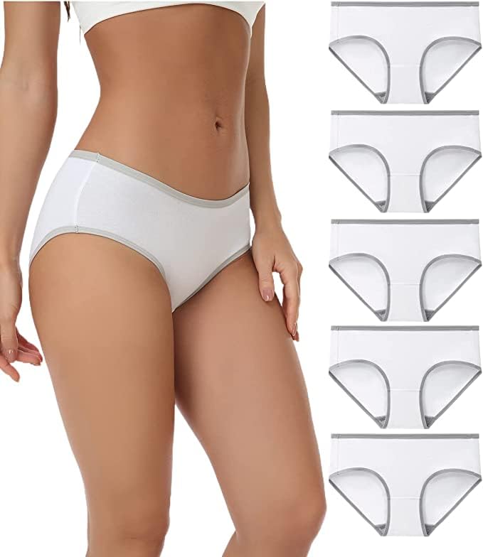 Women's Cotton PN-016 Fitted Bikini Style Underwear | Women Thong Panty | Low Rise Sexy Solid Hipster Sexy Lingerie Panties Briefs | 100% Super Cotton Combo (White) (Pack of 5).-image-10
