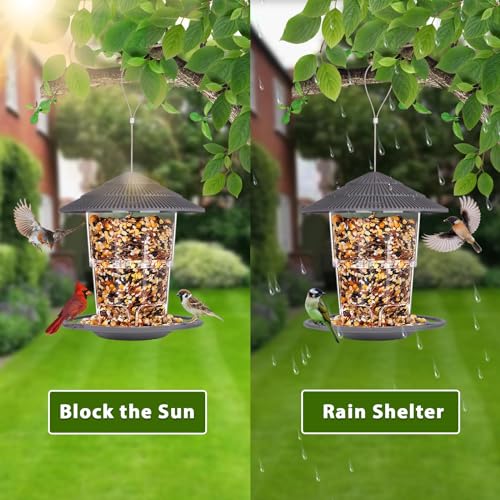 Bolite Bird Feeder For Outdoors, Wild Bird Feeders For Outdoors Hanging, 2 Lb Large Capacity, Adjustable Feeder With Sturdy Wire And Roof, Easy To Refill And Clean thumb #4