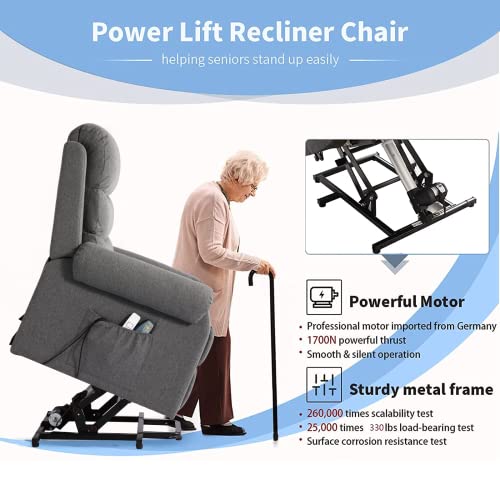 Urred Electric Lift Chairs Recliners For Elderly, Power Recliner Chair With Heat And Massage For Adult, Velvet Fabric Massage Recliner Sofa Chair With Lumbar Pillow, Side Pockets, Usb Ports (Grey) #TOP2