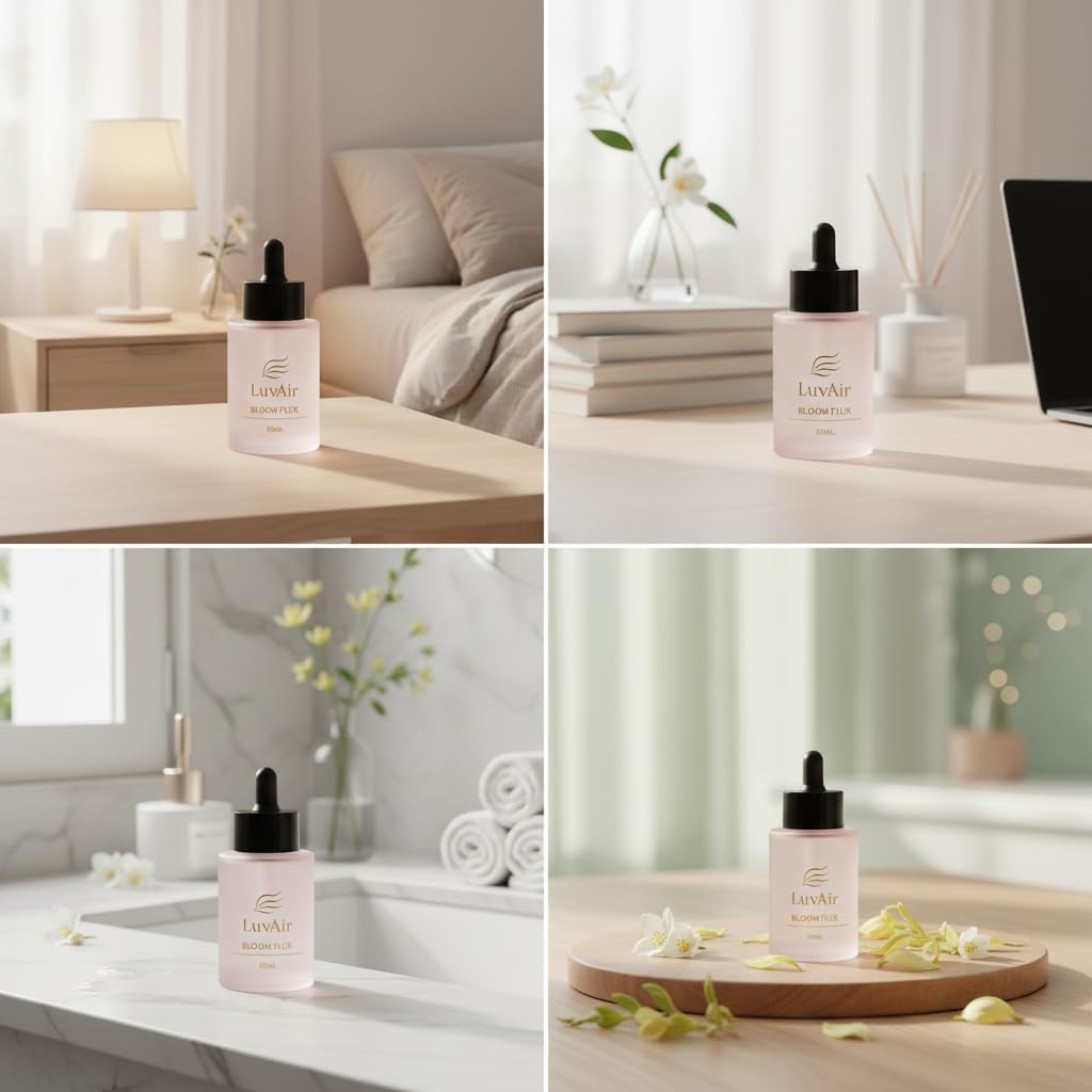 LuvAir™ Floral Collection – Premium Aroma Oils for Car & Home waterless Diffusers | Soft, Elegant & Luxurious Floral Scents (50 ml, Bloom Flux)