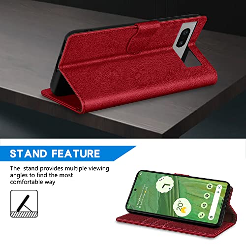 Image of ZZXX for Google Pixel 7 Wallet Case Magnetic Closure 6.3 inch,Red