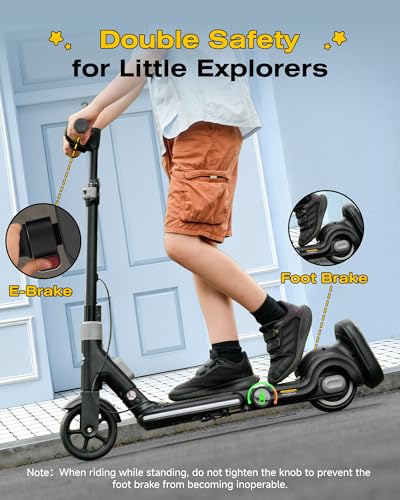 Image of ECOROAD 2-in-1 Kids Electric Scooter EK8,200W Motor & 9 Miles Range,Up to 10 MPH,Dual Brake System,Bluetooth Music & Foldable & Adjustable Height, for Kids Ages 6-12(Black)