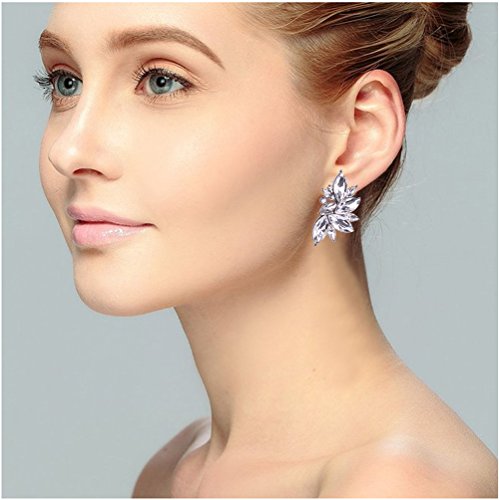 Ginasy Cluster Crystal Teardrop Flower Design Stud Earrings Fine Jewelry For Women Valentines Day Gifts For Her #TOP1