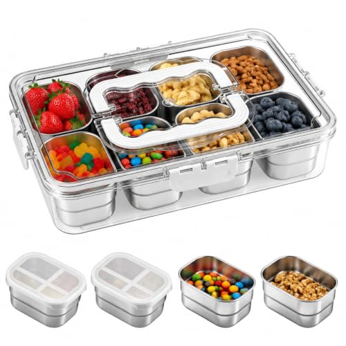 Qingning Boîte à Goûter avec 8 Compartiments en Acier Inoxydable