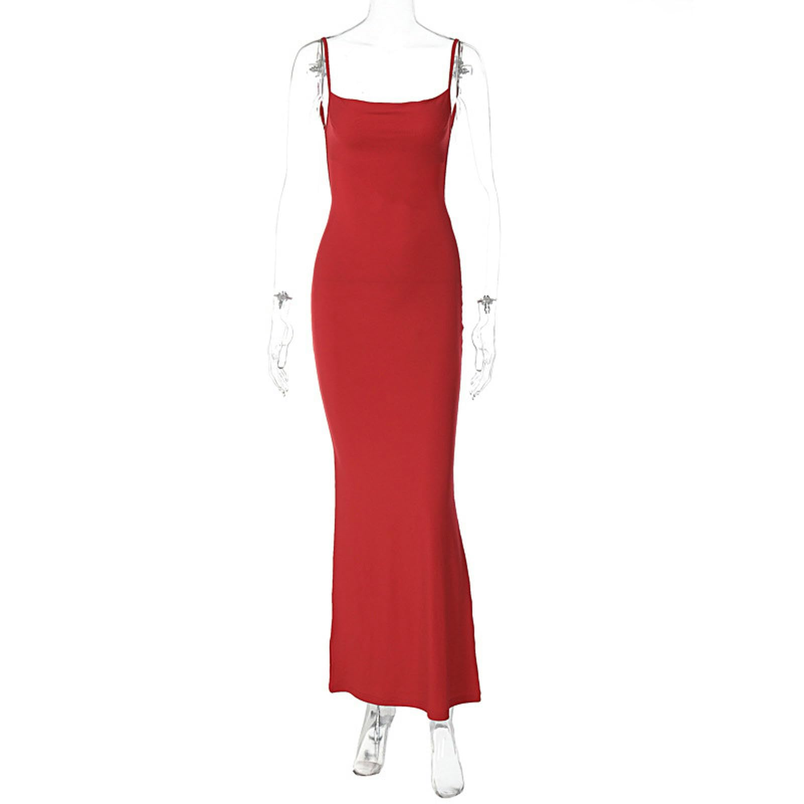 Vestito Donna Abito Estivo da Sexy Senza Maniche, vestibilità Slim, con Spalline sulla Schiena, in Tinta Unita-Marrone-s