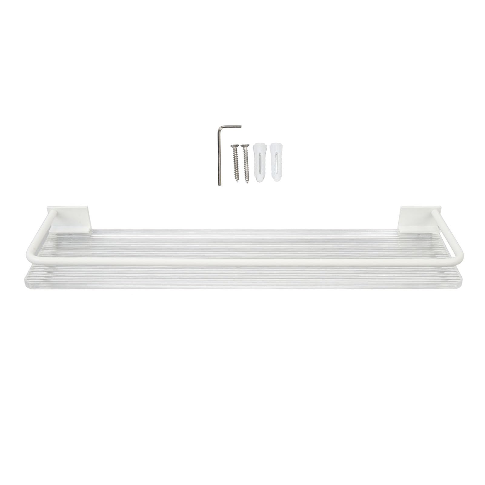 Shower Caddy Wall Mount Organizer Aluminum Cream Style Bathroom Shelves Large Capacity Shower Storage Rack with Towel Hanger