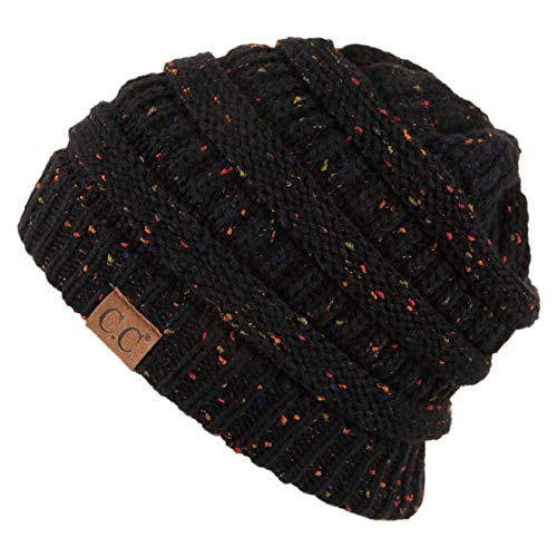 C.C Unisex Ribbed Confetti Knit Beanie (HAT-33) (Black)