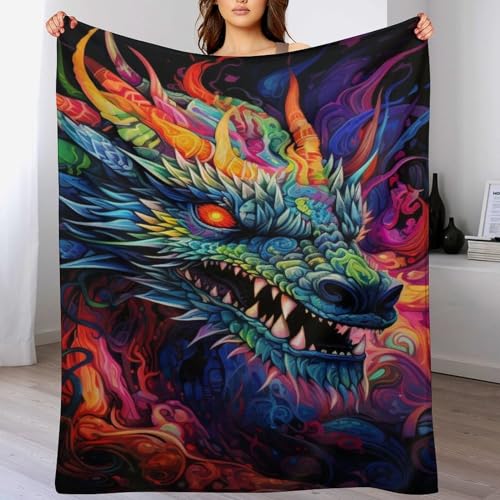 Manta de dragón de forro polar franela suave y cálida para sofá 100x130 cm 2