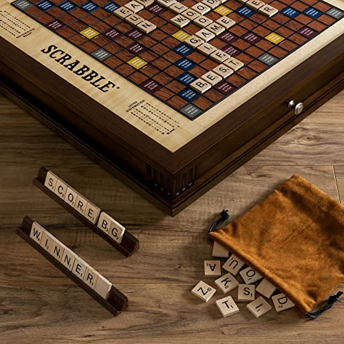 Ws Game Company Scrabble Heirloom Edition With Rotating Solid Walnut Cabinet #TOP2