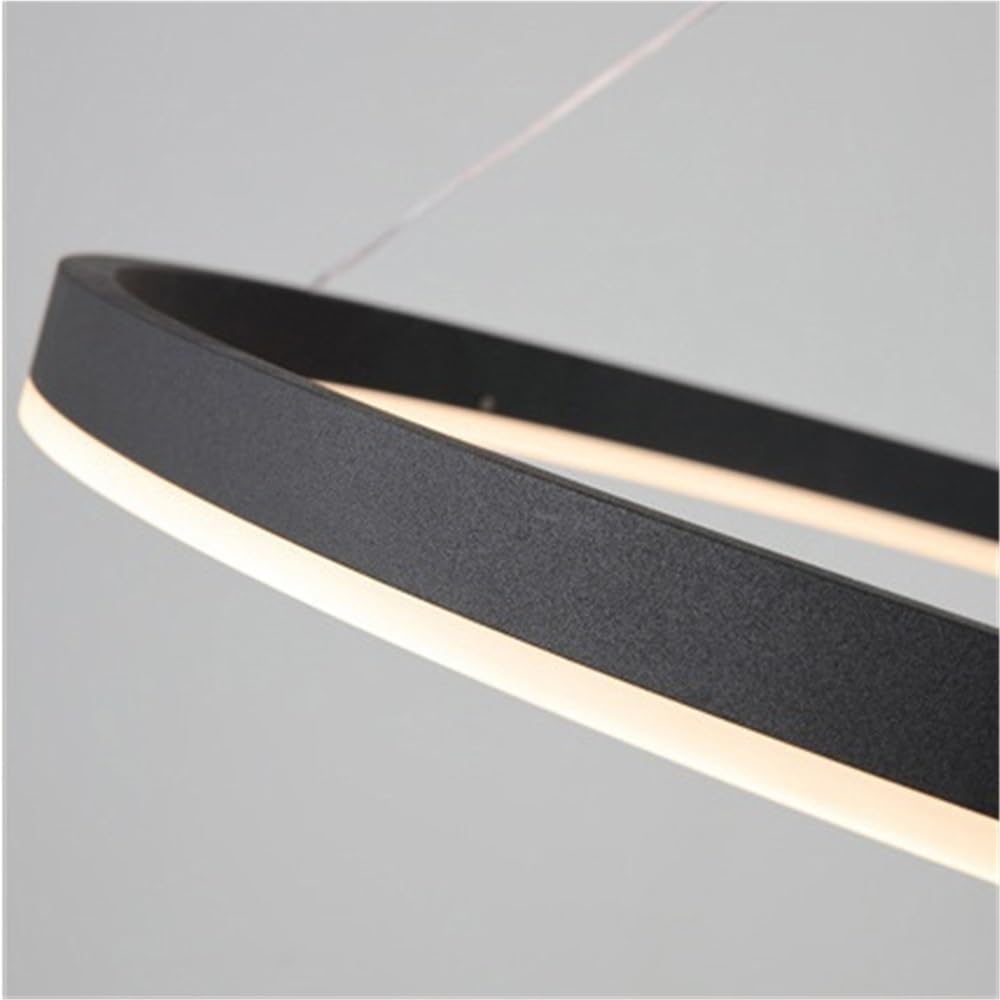 3-Light Ring LED Chandelier, Modern Acrylic Circle Hanging Lamp Adjustable Height Pendant Light for Dining Room Restaurant Bar Island(Warm Light)