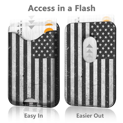Image of US Flag Magnetic Wallet for Magsafe Compatible with iPhone 17 /16 /15 /14 /13 /12 Series Pro Max Plus Air (Patriotic Phone Magnet Card Holder Fit 3 Cards for Lether Mag Safe Wallets)