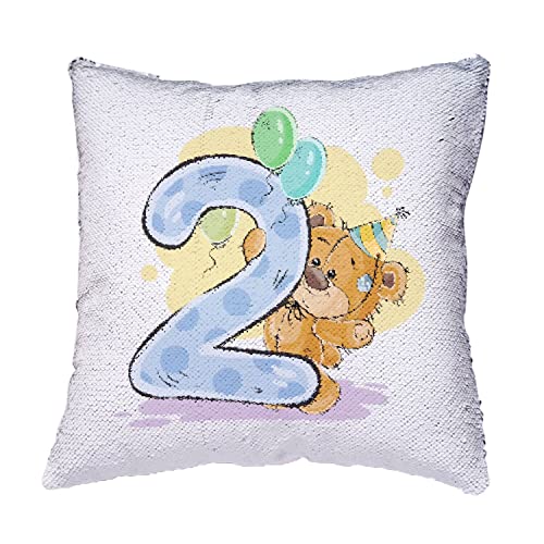 Coussin Sequin Paillettes Noir 2 Ans Dessin Ourson