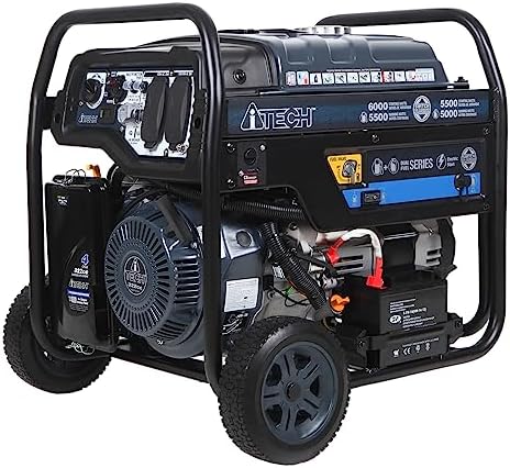 A-ITECH 6000 Watt Portable Generator Gas & Propane Dual Fuel Powered with Electric Start, 30 Amp, California CARB Compliant