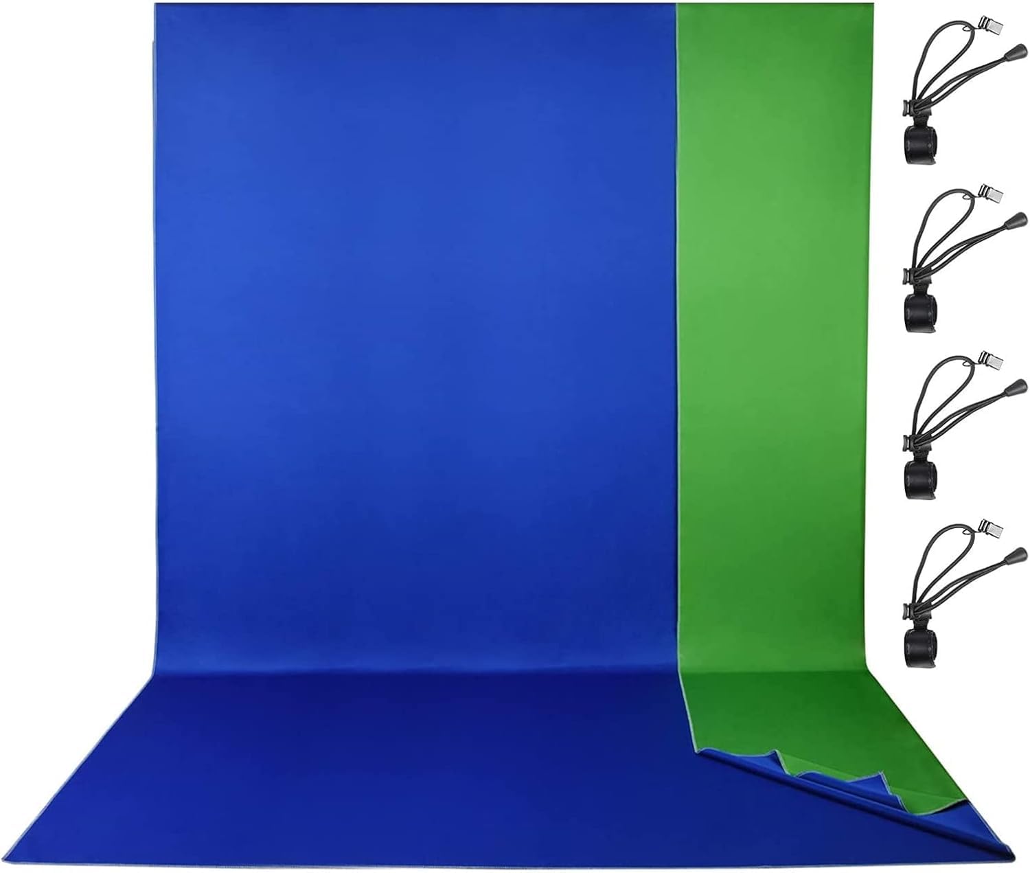 EMART Green and Blue 2-in-1 Photo Backdrop Curtain, 6 x 9 ft Photography Green Screen Background Fabric Cloth and Blue Back Drops Pack for Photoshoot