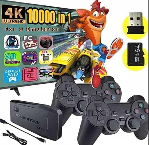 MABRON Combo C535 - 4K Ultra HD Video Game Console: 10,000 Games, 9 Emulators, HD TV Output for Endless Fun & Super 8-Bit TV Game Console: Includes 2 Controllers & 1 Laser Gun for Unlimited Fun 2