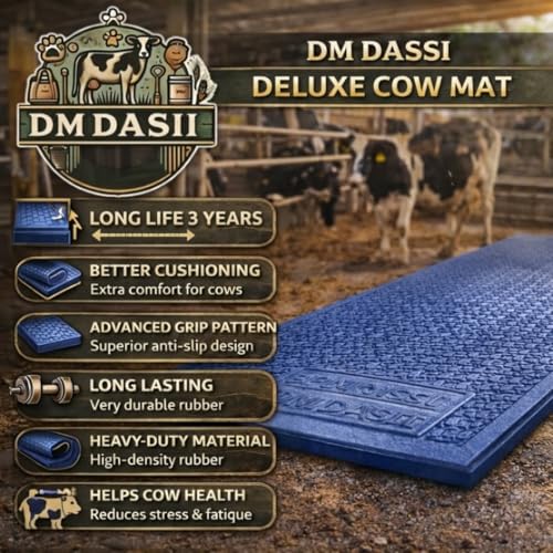 Image of DM DASII EVA Cow Mat for Dairy Farm | Anti-Slip Cattle Shed Flooring Mat for Cow & Buffalo | Heavy Duty Waterproof Livestock Mat | Comfortable, Shock Absorbent & Easy to Clean (Deluxe, Blue)