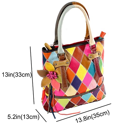 Bolso Tote de cuero genuino para mujer con flores 3D miniatura 3