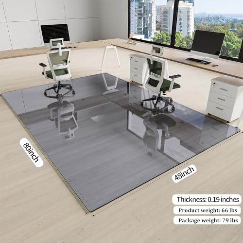 Image of [Tempered Glass] 48 inch x 80 inch Glass Office Chair Mat for Carpet