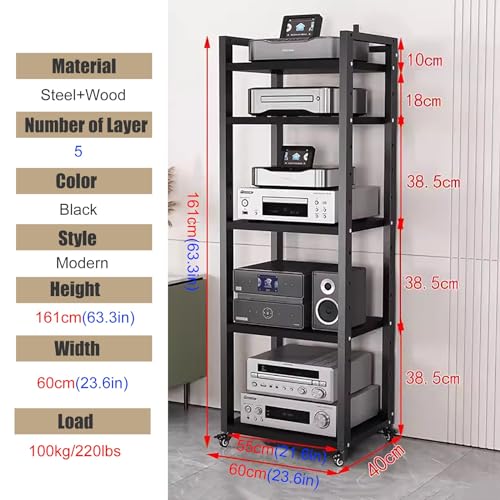 Étagère audio mobile et armoire multimédia réglable pour petit salon