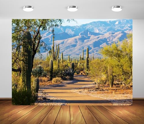 BELECO 7x5ft Fabric Saguaro National Park Backdrop Mexico Nature Landscape Desert Mountains Cactus Background Desert Theme Birthday Party Decorations Kid Baby Portrait Photoshoot Studio Props