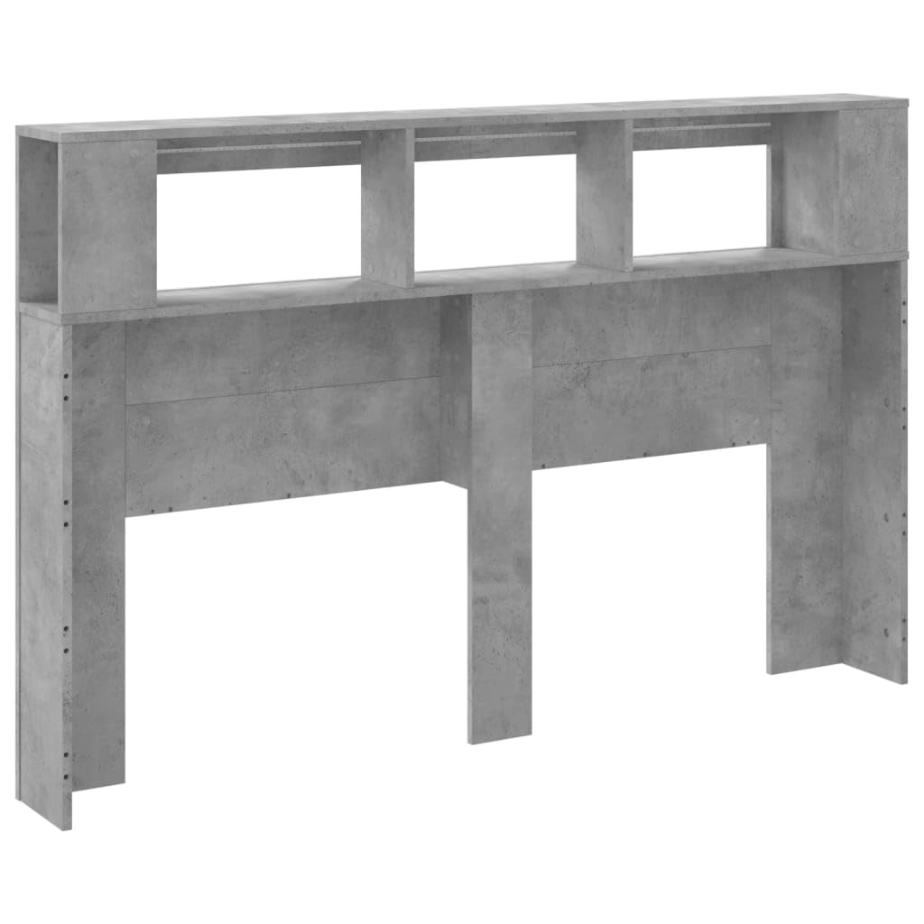 IKAYAA Testiera Letto Matrimoniale con LED Testiera Letto Matrimoniale Legno 160 cm Testiera con Contenitore Testiera Letto con Scomparti -Grigio cemento-160 x 103.5 cm
