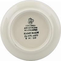 Vista 4 de Auténtico mini plato de cerámica polaca, plato de posavasos con diseño de enrejado aster, hecho a mano en Bolesławiec Polonia por Ceramika