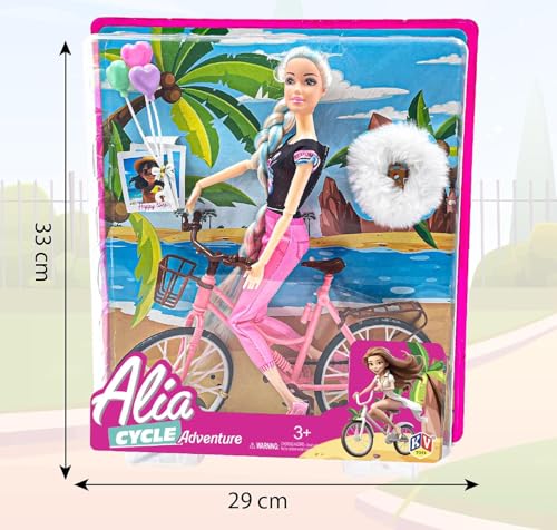Image of Lyla Alia Cycle Adventure Doll - 30 cm Doll with Bicycle, Backpack & Balloons | Outdoor Playset for Girls Age 3+
