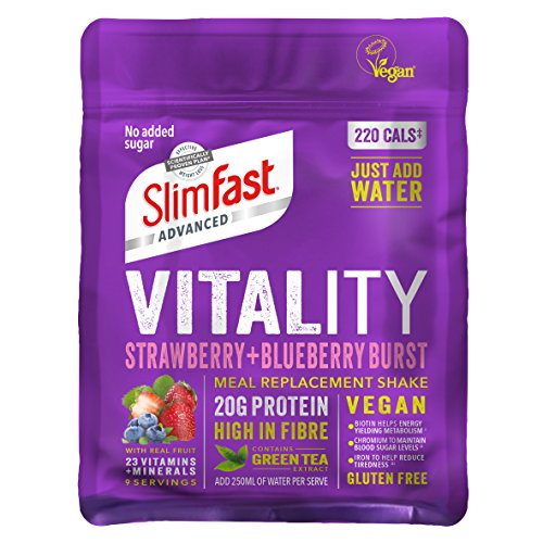 Slimfast - Vitality High Protein Meal Replacement Powder Shake - Strawberry and Blueberry Burst Powder - 10 Servings