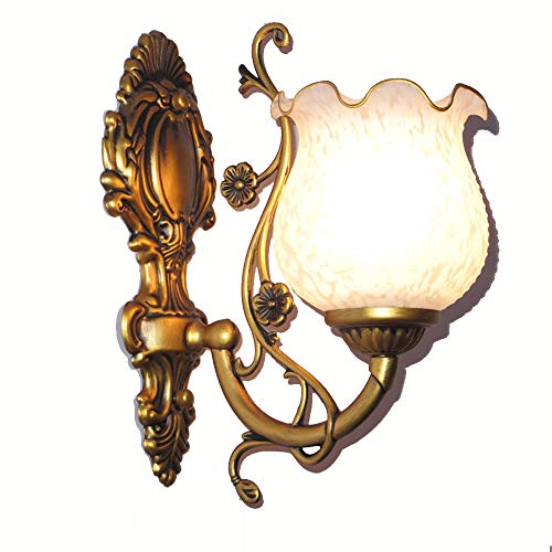 Lampe murale de salon de style européen neige blanc verre abat - jour métal corps chambre à coucher bord du lit balcon, allée, miroir, éclairage mural avant