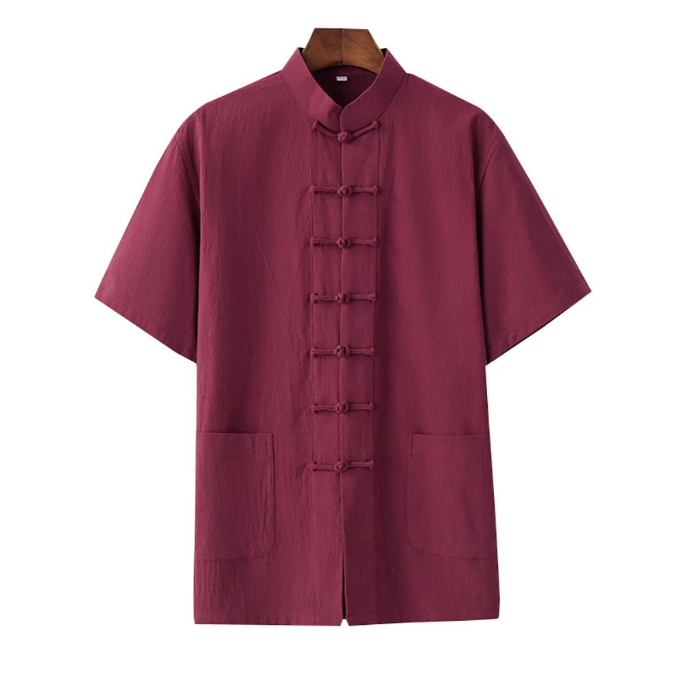 maglietta tradizionale cinese Dragon Kung Fu Tai Chi a maniche corte unisex, rosso, XXXXL