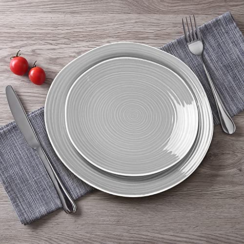 Foto von Geschirrset 6/12 personen 30 teiliges, Grau Porzellan Tafelservice, SINTUNS Rund Modern Kombiservice Service mit Unregelmäßigen Abgerundeten Kanten,Weihnachts- und Neujahrsgeschenke