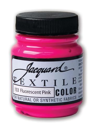 Jacquard Fabric Paint For Clothes - 2.25 Oz Textile Color - Fluorescent Pink - Leaves Fabric Soft - Permanent And Colorfast - Professional Quality Paints Made In Usa - Holds Up Exceptionally Well To Washing #TOP26