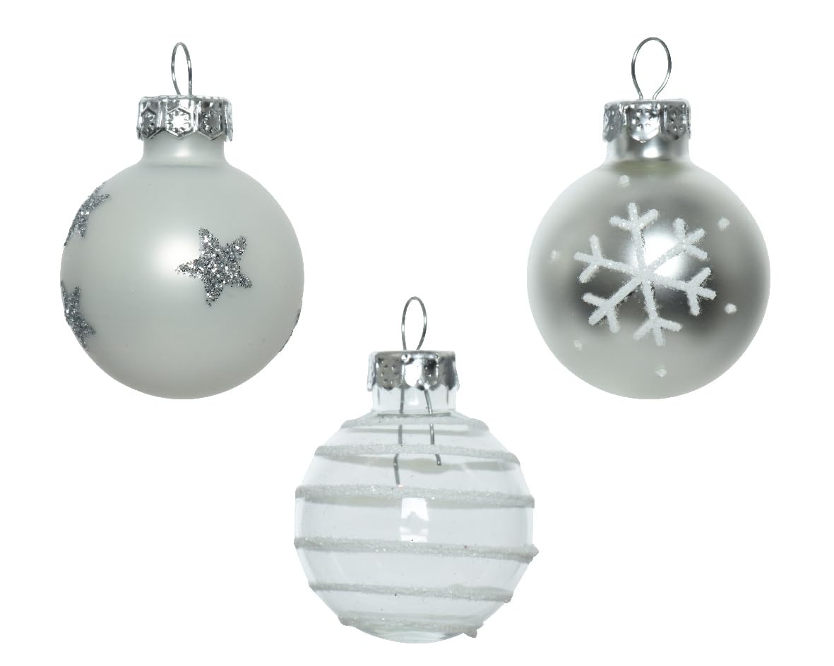 Lot De 9 Boules De Noël 8 Cm - Blanche Et Or - Déco Sapin Intérieur/extérieur - Avec Crochets - 2