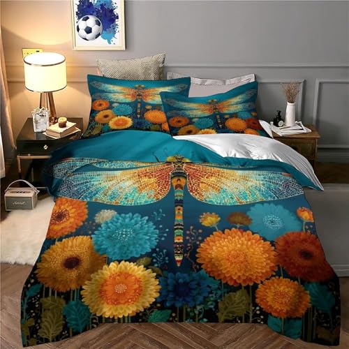 Housse de couette libellule microfibre 135x200 parure lit enfant - 6
