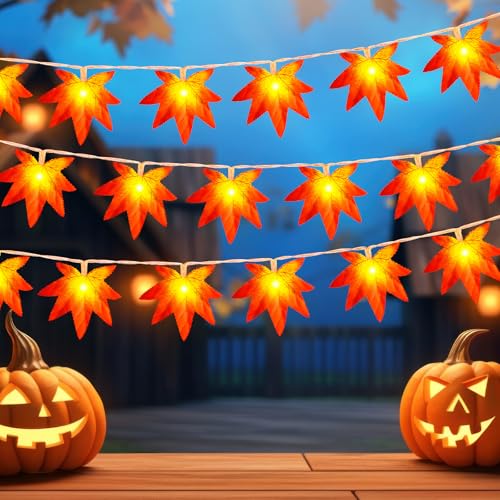 Dalugo Herbst Deko Lichterkette, 3M 20 LED Halloween Lichterkette...