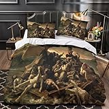 The Raft of The Medusa Bettwäschegarnitur 3D Gedruckter Gericault Mädchen Junge Kinder Bettbezug Set Reissverschluss Weich Microfaser Bettwäsche Und Kissenbezüge 3 Teilig Super King（260x220cm）