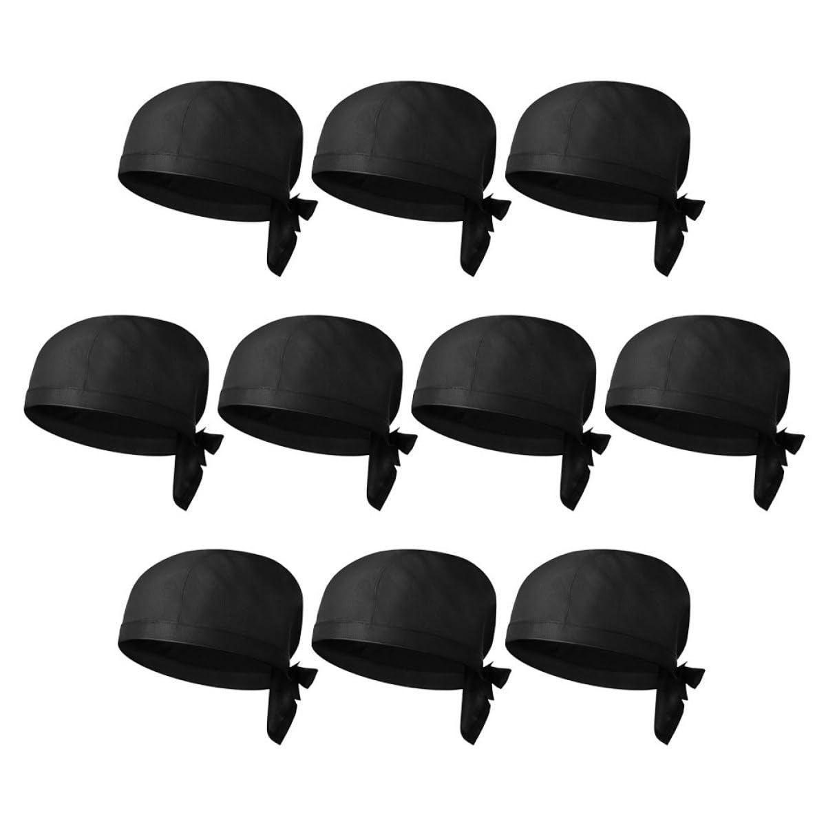 Alipis 10 Unidades Gorro de Cocina Negro Unisex de Algodón Diseño Simple y Cómodo para Chef y Servicio en Restaurante o Catering Profesional