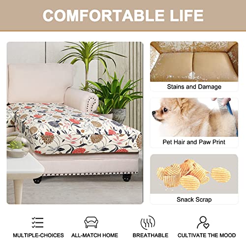 Searchi Sectional Couch Covers 4 Piece For Sectional Sofa L Shape Separate Cushion Couch Chaise Cover For Both Left/Right Sectional Couch Cushion(3 Seater+1 Chaise, Orange Flower) #TOP3