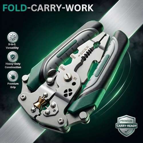 Image of HUPLA 9-in-1 Multifunction Wire Stripper and Cutter Plier | Heavy Duty Wire Cutter Tool for Electricians & DIY Use | Cuts & Strips Copper & Aluminium Wires | Ergonomic Non-Slip Handle