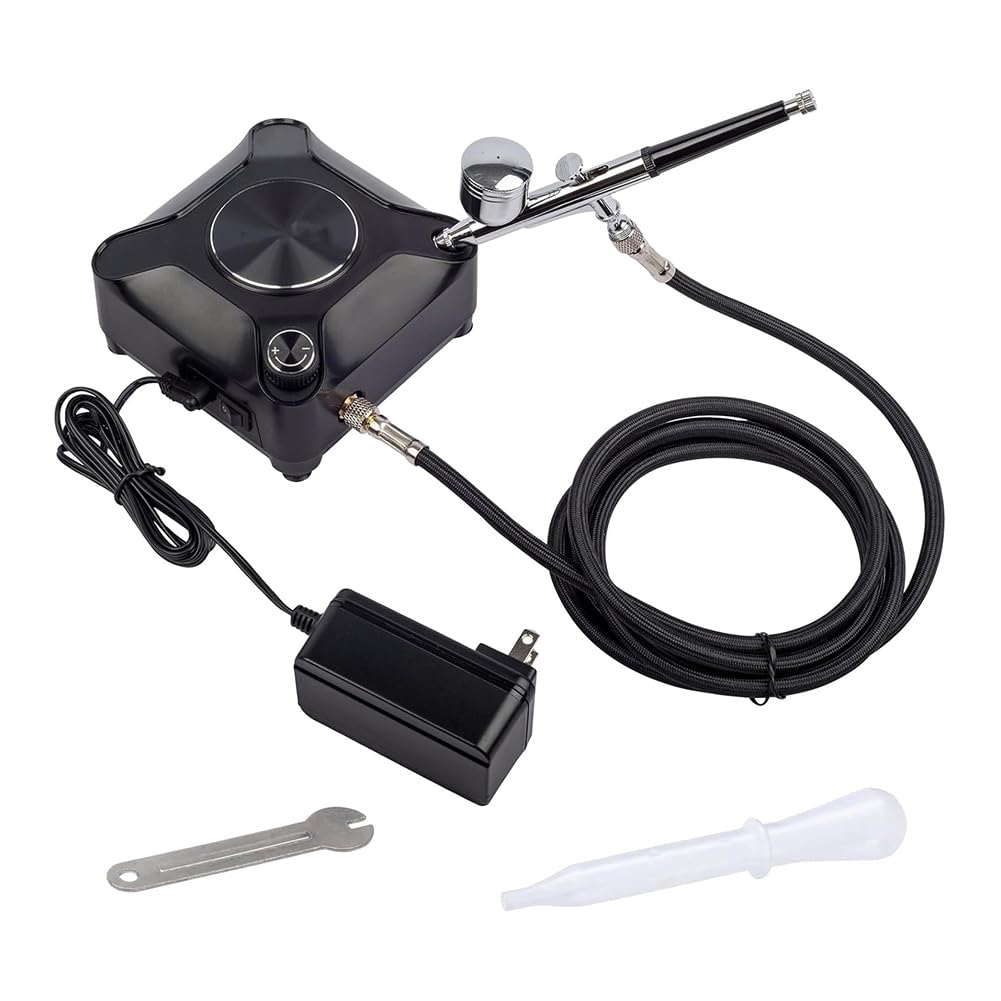 Kit de Aerógrafo de Salida Ajustable de 40PSI Kit de Compresor de Cepillo de Aire de Doble Acción para Pintar Maquillaje Decoración Arte