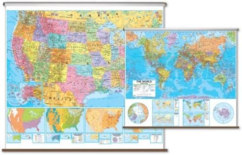 Advanced Political Map Combo - U.S. / World with Backboard
