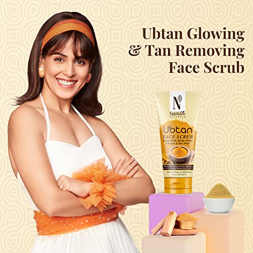 Image of NutriGlow Natural's Ubtan Face & Body Scrub with Besan, Moong Powder for Tan Removal, 100g