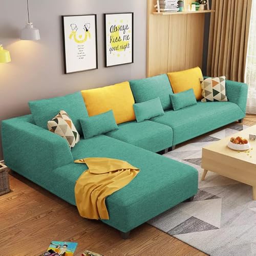 Image of Casaliving Minta RHS 6 Seater L Shape Sofa Set for Living Room (Turquise Colour) Premium Velvet Fabric Sofa Set