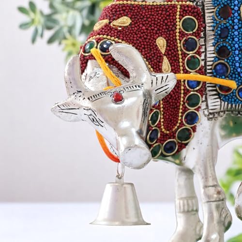 Image of KridayKraft Gold Plated Kamdhenu Cow with Calf Metal Statue for Good Luck Feng Shui & Vastu Showpiece Religious Idol Fingures for Home and Office Table Decor
