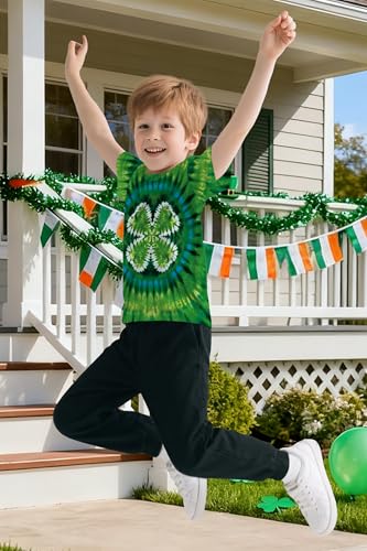 Image of TMSD Unisex Kids St.Patrick's Day T-Shirt Short Sleeve Crew Neck Clover Shamrock Tee 4-14 Years
