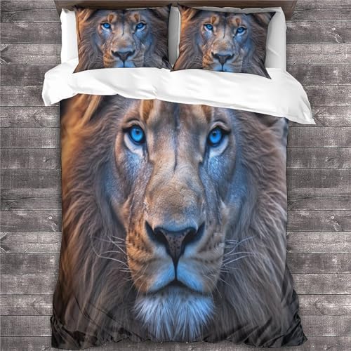 Linge de lit imprimé 3D avec housse de couette animaux et 2 taies d'oreiller