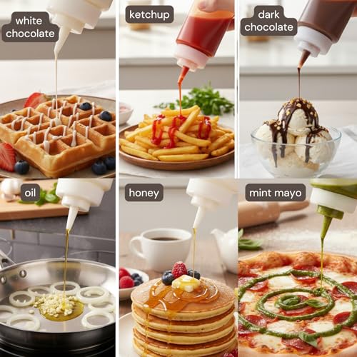 Image of Plastic Squeeze Bottle Ketchup Mustard Honey Sauce Dispenser Bottle - 650 ML (6pcs)