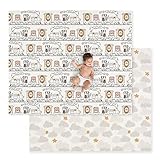 JumpOff Jo - Large Foldable Baby Play Mat, Safe Foam Playmat for Tummy Time, Play Pens & Toddlers, Waterproof, BPA-Free, Double-Sided Design (70' x 59') - Zoo Train
